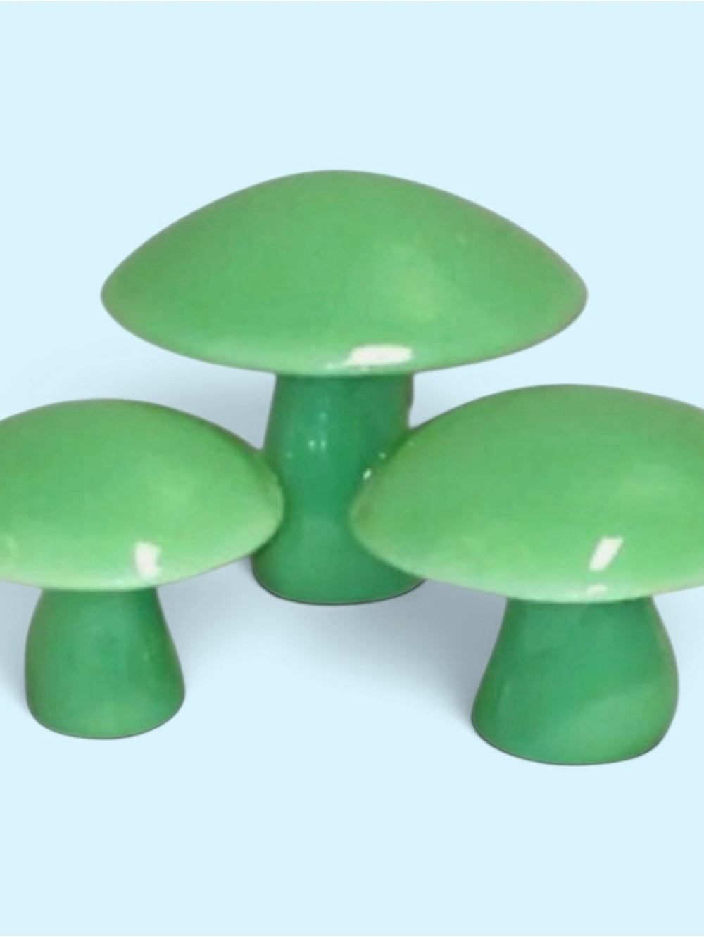 Vintage Viking Mosser 3 PC JADEITE GLASS MUSHROOM SET RARE HTF Paperweight Set